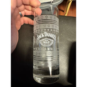 Jack Daniels Whiskey 6" Tall Christmas Etched Snowflake Clear High Ball Glass